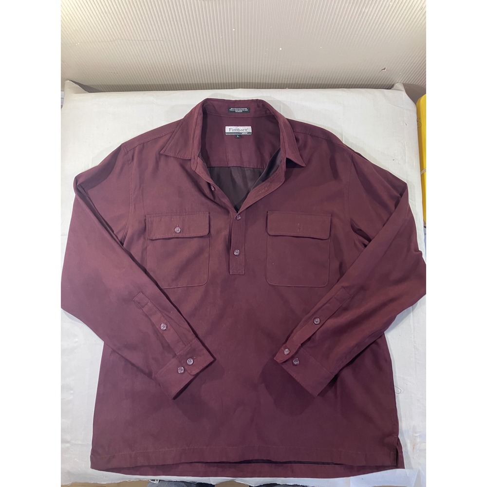 Firethorn Silver Men's Long Sleeve Button Up Shirt Burgundy Size L Polyester